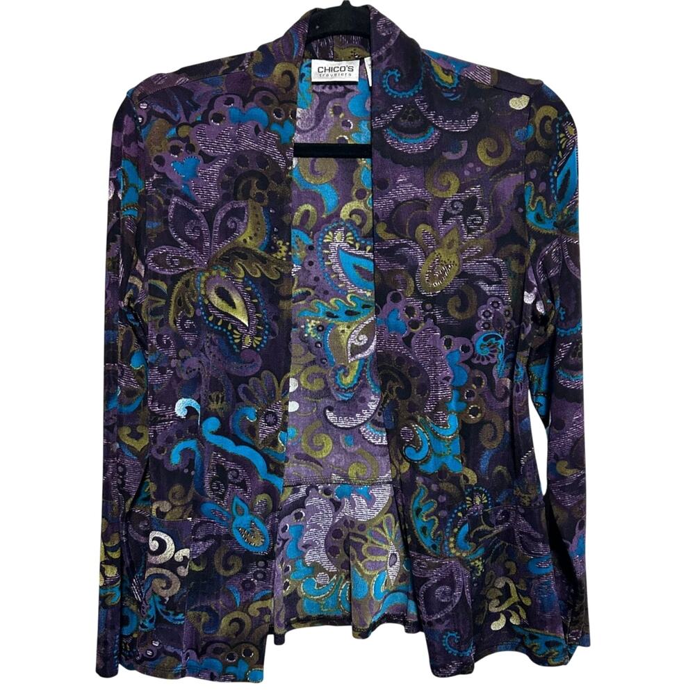 Vintage Paisley Travelers Slinky Cardigan SIZE S/M 90s Witchy Chicos Boho Fall